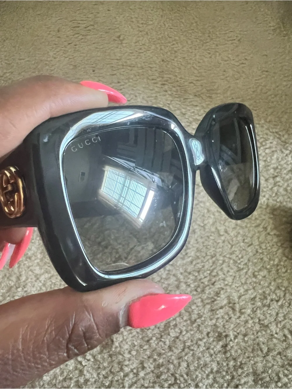 Gucci Black Sunglasses with Gold Logo Case